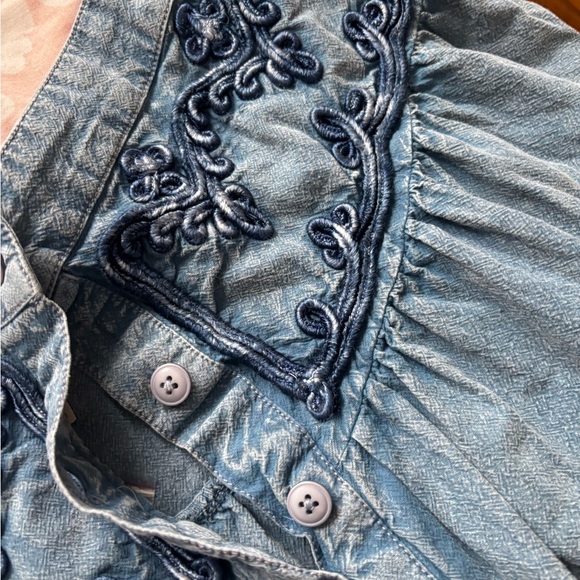 Free People Blue Embroidered Tiered Mini Skirt - Picture 2 of 5